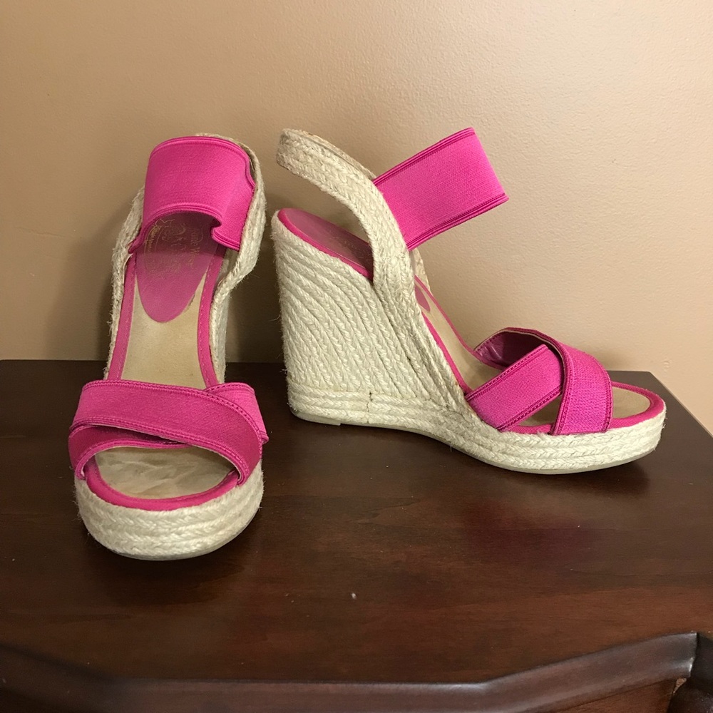 Nine West pink espadrille wedges, size 6.5